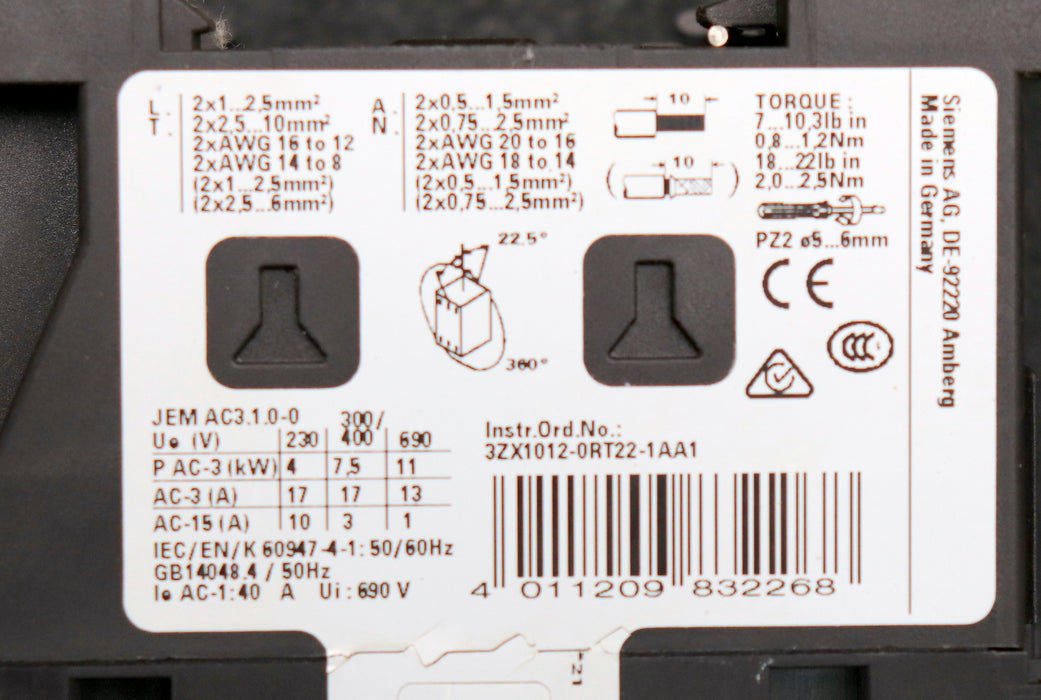 Bild des Artikels SIEMENS-Schütz-3RT2025-1AP00-230V-50Hz-gebraucht