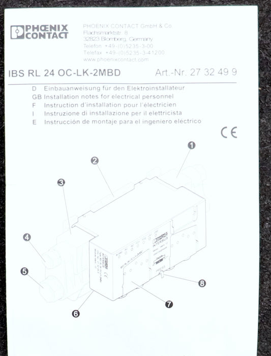 Bild des Artikels PHOENIX-CONTACT-Überwachungsmodul-IBS-RL-24-OC-LK-2MBD-Ord.Nr.:-2732499