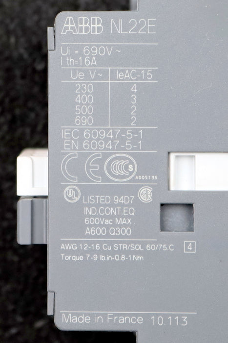 Bild des Artikels ABB-Hilfsschütz-NL22E-Ui-690VAC-Ith-16A-gebraucht