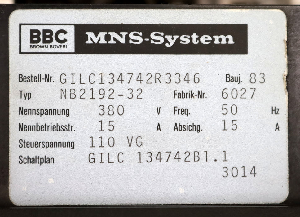 Bild des Artikels BBC-/-ABB-MNS-System-Einschubelement-Typ-NB21291-32-Bl.1-50Hz-380V---10VE---15A