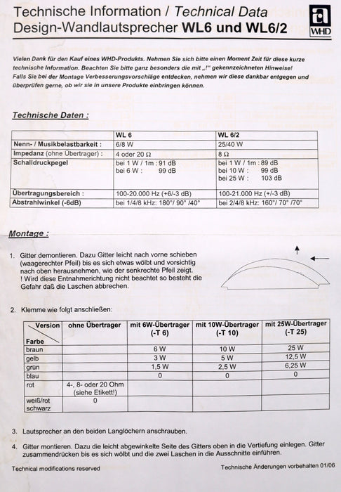 Bild des Artikels 2x-Lautsprecher-WL-6-8-Artikel-Nr.:-103-136-03-008-00-weiß-Nennbelastbarkeit-6W