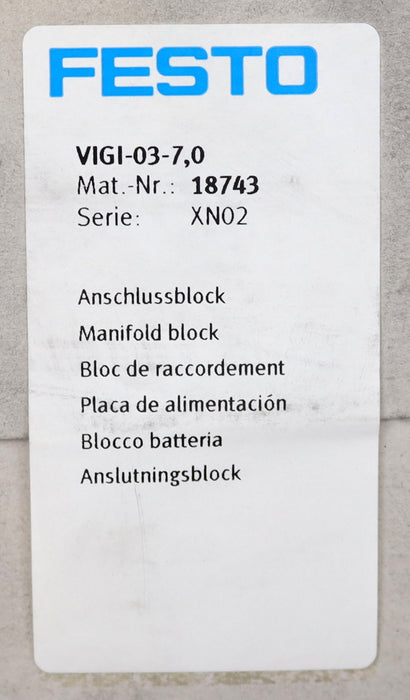 Bild des Artikels FESTO-Anschlussblock-VIGI-03-7,0-Art.Nr.-18743-unbenutzt-in-OVP