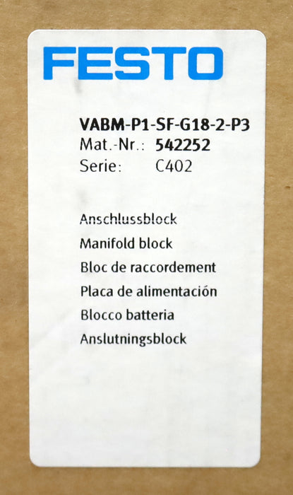 Bild des Artikels FESTO-Anschlussblock-VABM-P1-SF-G18-2-P3-Art.Nr.-542252-unbenutzt-in-OVP