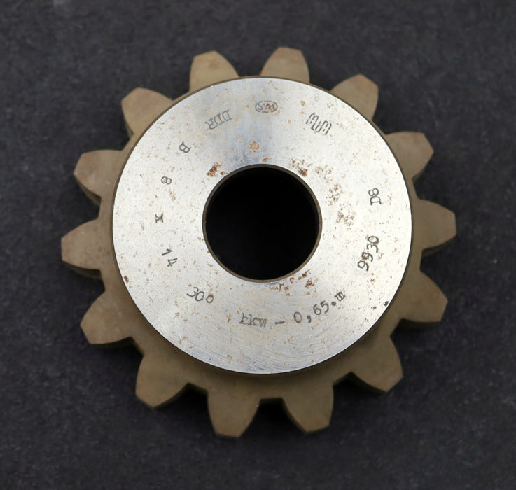 Bild des Artikels PWS-Glockenschneidrad-für-Zahnwellen-DIN5480-m=8mm-EGW-30°-Z=14-hkw-0,65m