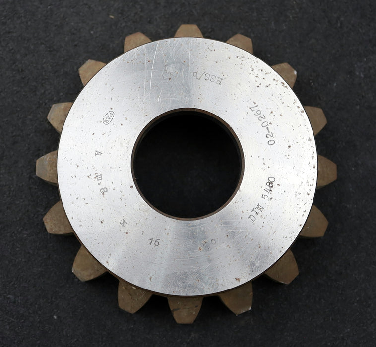 Bild des Artikels PWS-Glockenschneidrad-für-Zahnwellen-DIN5480-m=8mm-EGW-30°-Z=16-Ø137x40xØ1-3/4"