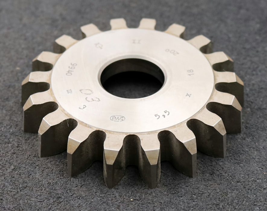 Bild des Artikels PWS-Scheibenschneidrad-m=5,5mm-EGW-20°-Z=18-BP-II-Ø114x20xØ1-1/4"-gebraucht