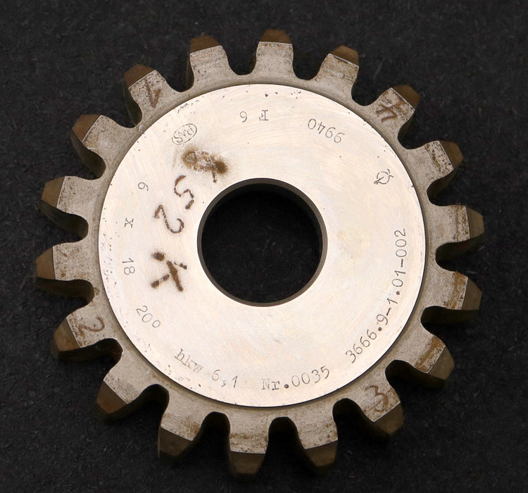 Bild des Artikels PWS-Scheibenschneidrad-gear-shaper-m=6mm-EGW-20°-Z=18-hkw-6,1-Ø125x26xØ1-1/4"