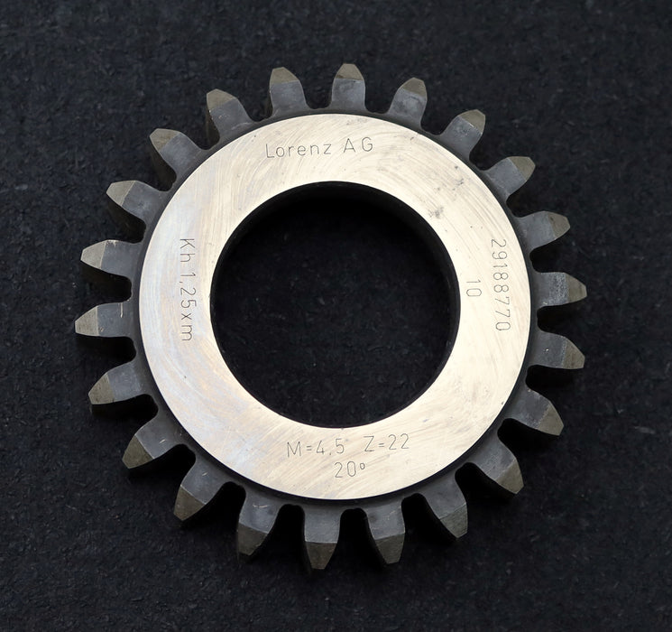 Bild des Artikels LORENZ-Scheibenschneidrad-gear-shaper-m=-4,5mm-EGW-20°-Z=-22-Kh=1,25xm-gebraucht