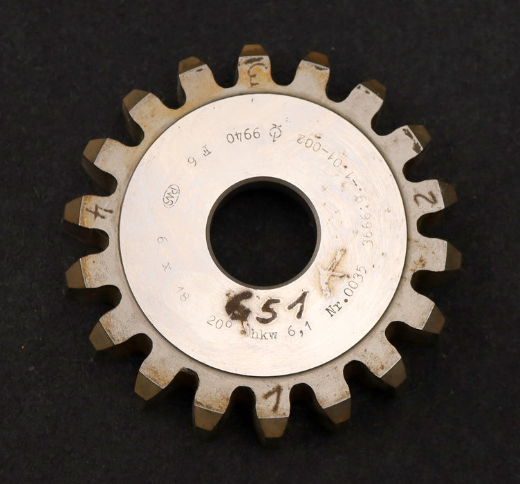 Bild des Artikels PWS-Scheibenschneidrad-m=-6mm-EGW-20°-Z=-18-hkw-6,1-Ø125x26xØ1-1/4"-gebraucht