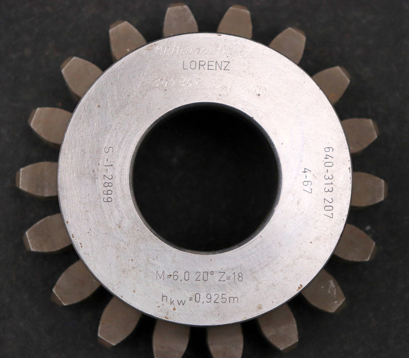 Bild des Artikels LORENZ-Scheibenschneidrad-gear-shaper-m=-6mm-EGW-20°-Z=-18-hkw=0,925m-gebraucht