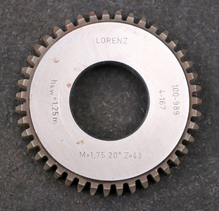 Bild des Artikels LORENZ-Scheibenschneidrad-gear-shaper-m=-1,75mm-EGW-20°-Z=-43-hkw-1,25m-Rest=9mm