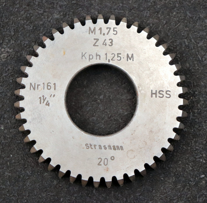 Bild des Artikels STRASMANN-Scheibenschneidrad-gear-shaper-m=-1,75mm-EGW-20°-Z=-43-Kph-1,25m