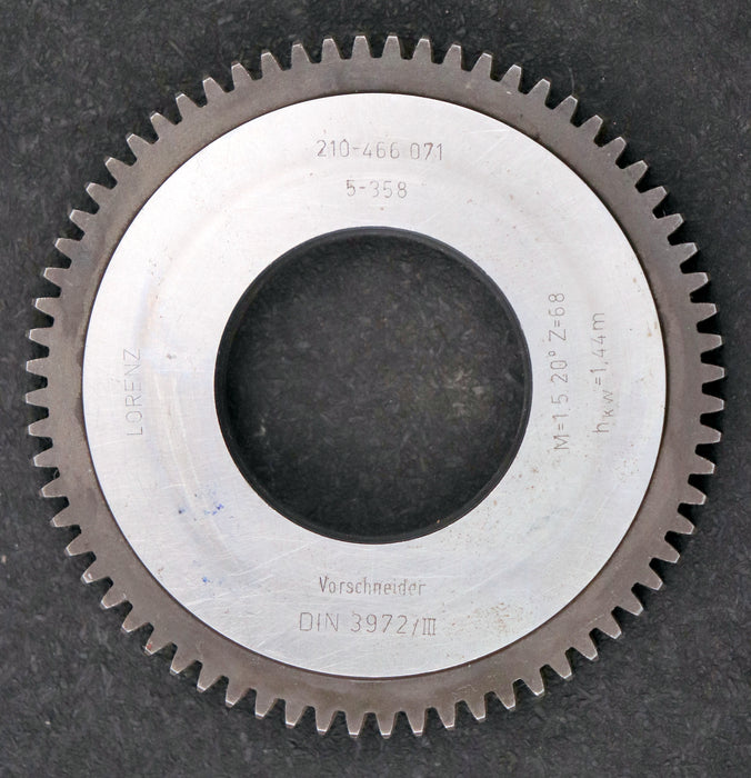 Bild des Artikels LORENZ-Scheibenschneidrad-gear-shaper-m=-1,5mm-EGW-20°-Z=-68-Vorschneider