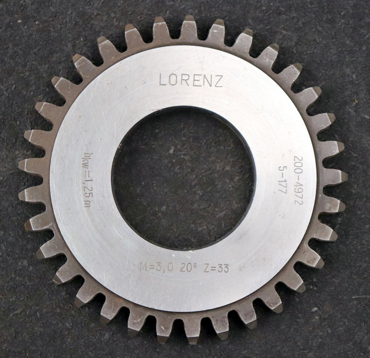 Bild des Artikels LORENZ-Scheibenschneidrad-gear-shaper-m=-3mm-EGW-20°-Z=-33-hkw=-1,25m-gebraucht