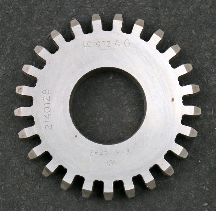 Bild des Artikels LORENZ-Scheibenschneidrad-gear-shaper-m=-3mm-15°-EGW-Z=-25-Ø81x12xØ1-1/4"