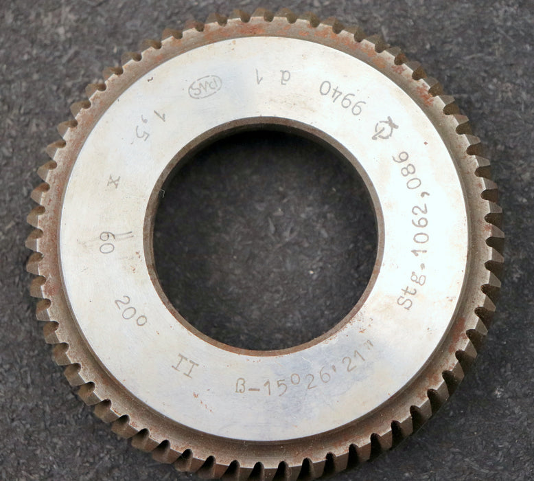 Bild des Artikels PWS-Scheibenschneidrad-gear-shaper-m=-1,5mm-EGW-20°-Z=-60-schrägverzahnt-RECHTS