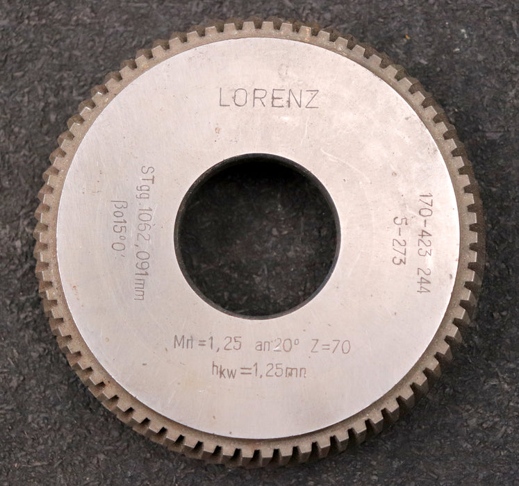 Bild des Artikels LORENZ-Scheibenschneidrad-Treppenschliff-gear-shaper-m=-1,25mm-EGW-20°-ß-15°0