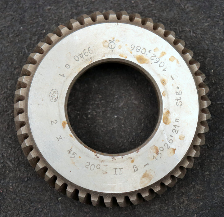 Bild des Artikels PWS-Scheibenschneidrad---Treppenschliff-m=-2mm-EGW-20°-Z=-45-BP-II-ß-15°26'21"