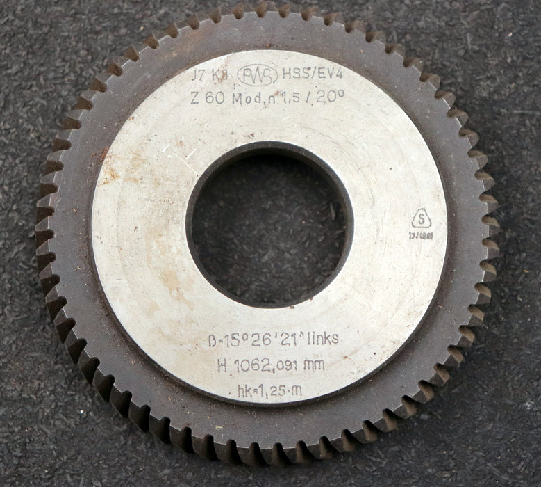 Bild des Artikels PWS-Scheibenschneidrad---Treppenschliff-m=-1,5mm-EGW-20°-Z=-60-ß-15°26'21"