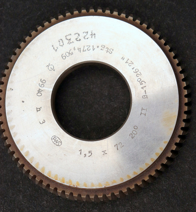 Bild des Artikels PWS-Scheibenschneidrad-mit-Treppenschliff-m=-1,5mm-EGW-20°-Z=-72-Ø117x16xØ1-3/4"