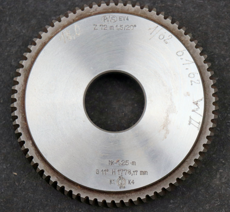 Bild des Artikels PWS-Scheibenschneidrad-mit-Treppenschliff-m=-1,5mm-EGW-20°-Z=-72-Stg.-1778,17mm