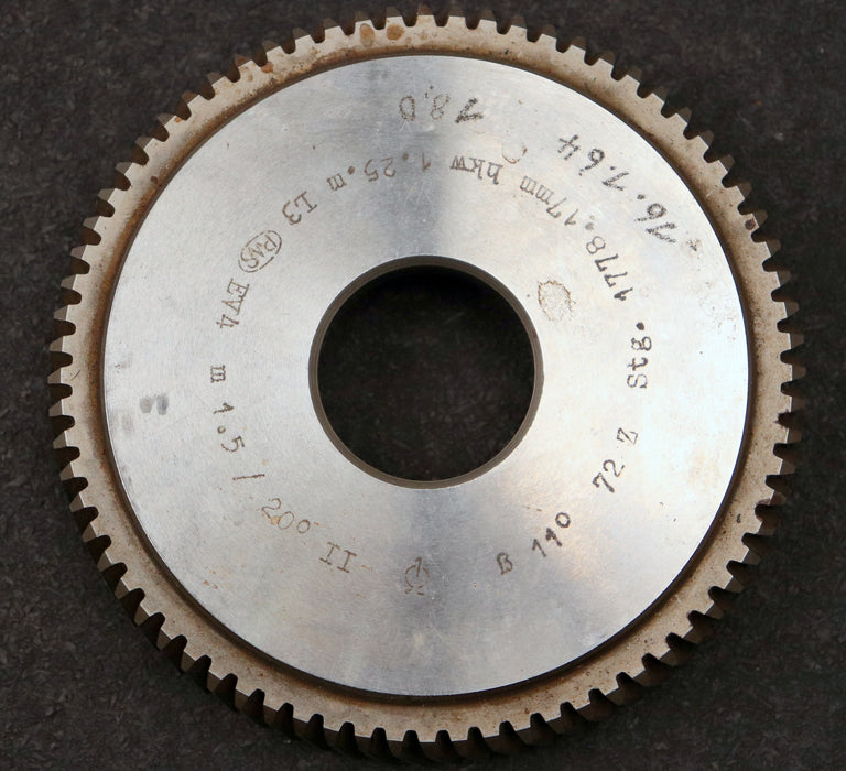 Bild des Artikels PWS-Scheibenschneidrad-mit-Treppenschliff-m=-1,5mm-EGW-20°-Z=-72-ß-11°