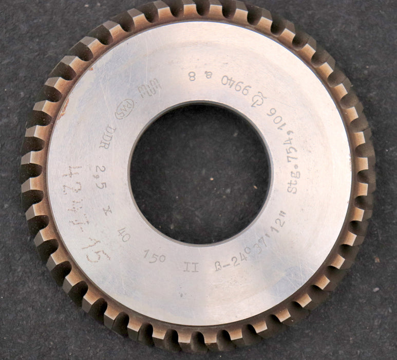 Bild des Artikels PWS-Scheibenschneidrad---Treppenschliff-m=-2,5mm-EGW-15°-Z=-40-Ø118x20xØ1-3/4"