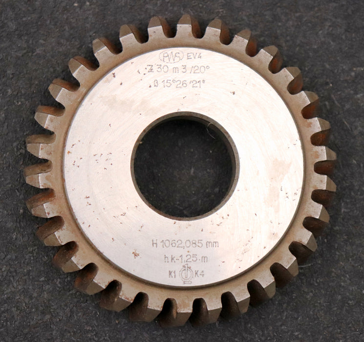 Bild des Artikels PWS-Scheibenschneidrad---Treppenschliff-m=-3mm-EGW-20°-Z=-30-Ø100x21xØ1-1/4"