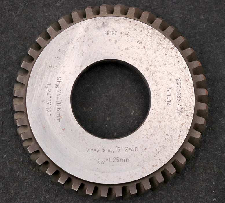 Bild des Artikels LORENZ-Scheibenschneidrad-Treppenschliff-m=-2,5mm-EGW-15°-Z=-40-Ø115x23xØ1-3/4"