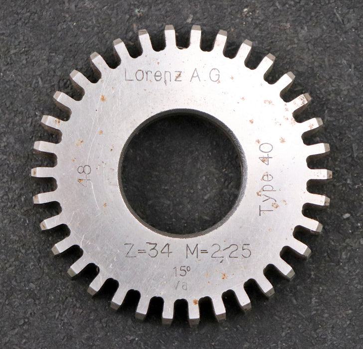 Bild des Artikels LORENZ-Scheibenschneidrad-gear-shaper-m=-2,25mm-EGW-15°-Z=-34-Ø82x18xØ1-1/4"