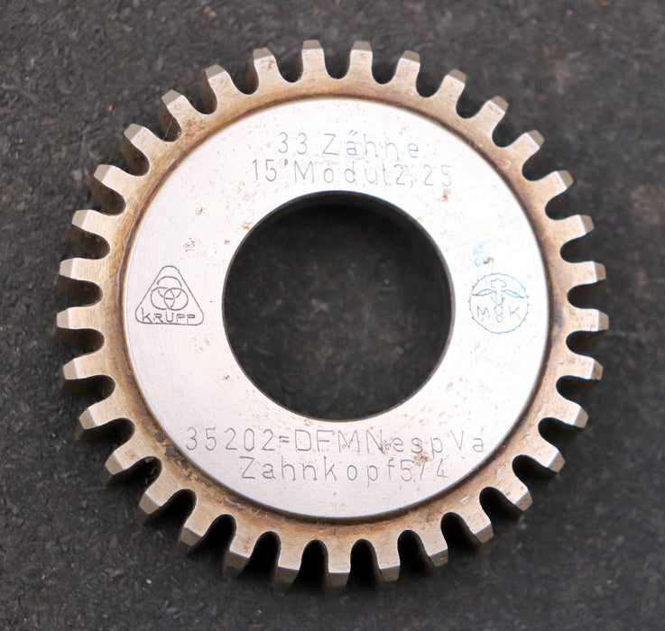 Bild des Artikels Scheibenschneidrad-m=-2,25mm-EGW-15°-Z=-33-Zahnkopf-5/4-Ø81x19xØ1-1/4"-gebraucht