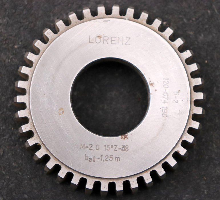 Bild des Artikels LORENZ-Scheibenschneidrad-gear-shaper-m=-2mm-EGW-15°-Z=-38-ha0=-1,25m-gebraucht