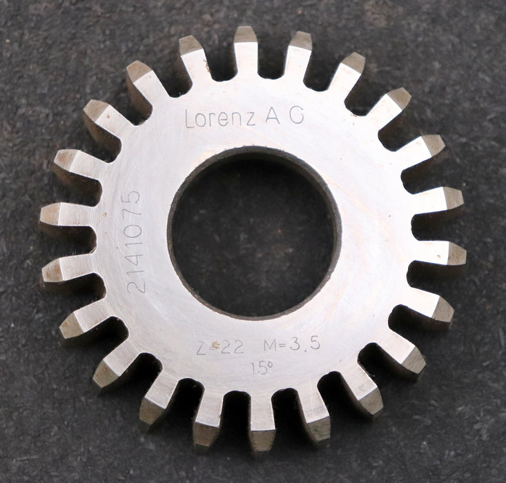 Bild des Artikels LORENZ-Scheibenschneidrad-gear-shaper-m=-3,5mm-EGW-15°-Z=-22-Ø87x23xØ1-1/4"