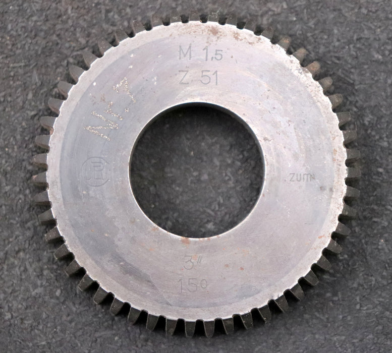 Bild des Artikels Scheibenschneidrad-gear-shaper-m=-1,5mm-EGW-15°-Z=-51-Ø80x15xØ1-1/4"-gebraucht