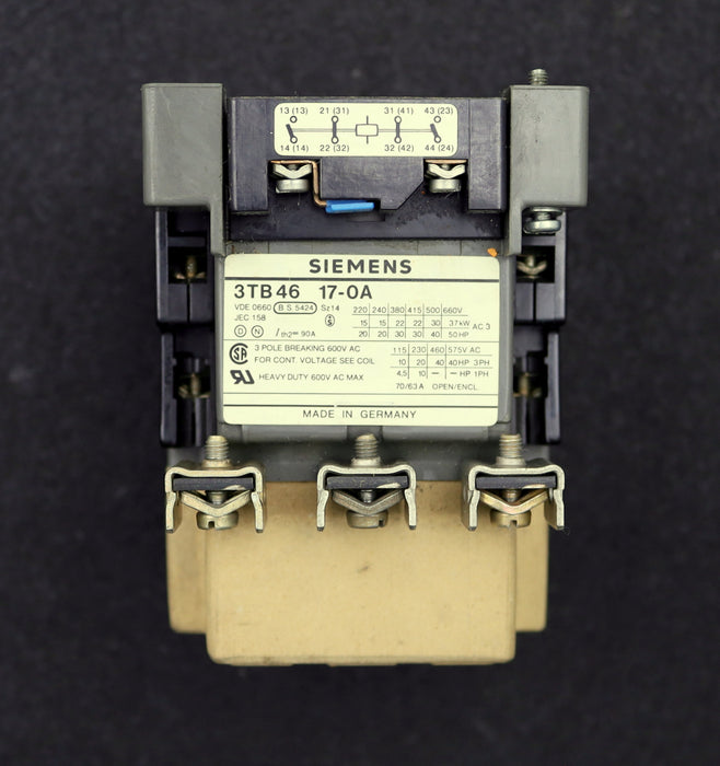 Bild des Artikels SIEMENS-Leistungsschütz-3TB4617-0A-Spulenspannung-220V-50Hz-264V-60Hz-gebraucht