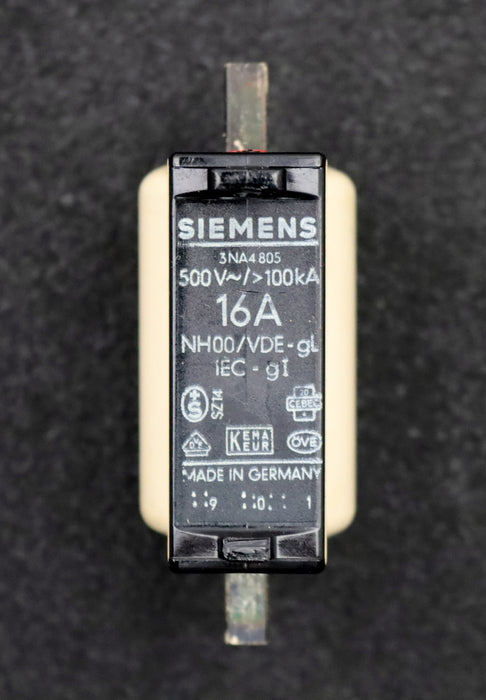 Bild des Artikels SIEMENS-3x-NH-Sicherungseinsatz-3NA4805-NH00-500VAC/>100kaA-16A-gebraucht