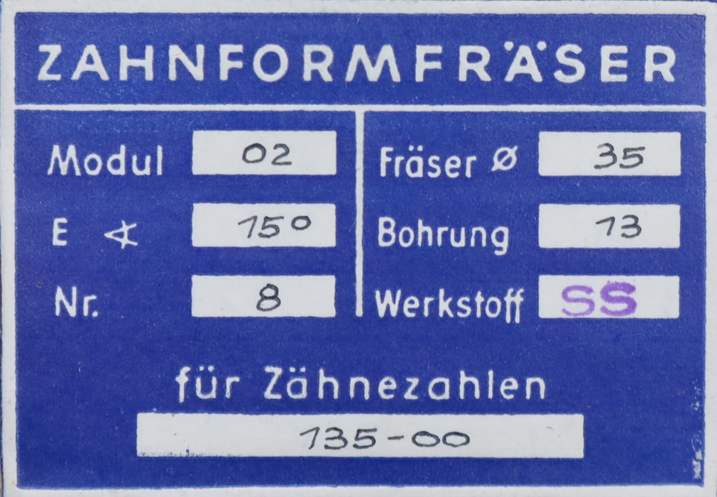 Bild des Artikels DOLD-Zahnformfräser-m=-0,2mm-No.-8-für-Z=-135-00-EGW-15°-gear-profile-cutter