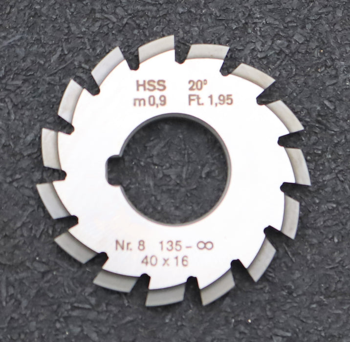 Bild des Artikels DOLD-Zahnformfräser-m=-0,9mm-No.-8-für-Z=-135-00-EGW-20°-gear-profile-cutter