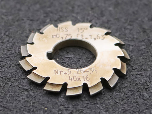 Bild des Artikels DOLD-Zahnformfräser-m=-0,75mm-No.-5-für-Z=-26-34-EGW-15°-gear-profile-cutter