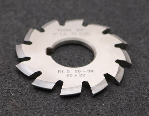 Bild des Artikels DOLD-Zahnformfräser-m=-1,5mm-No.-5-für-Z=-26-34-EGW-20°-LKN-gear-profile-cutter