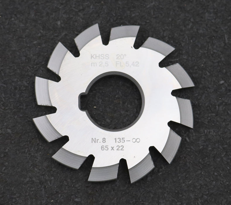 Bild des Artikels DOLD-Zahnformfräser-m=-2,5mm-No.-8-für-Z=-135-00-EGW-20°-gear-profile-cutter