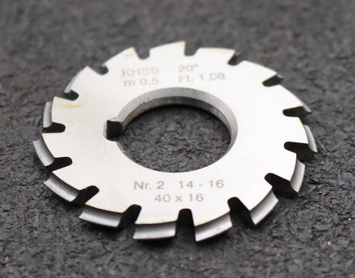 Bild des Artikels DOLD-Zahnformfräser-m=-0,5mm-No.-2-für-Z=-14-16-EGW-20°-gear-profile-cutter