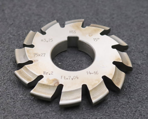 Bild des Artikels DOLD-Zahnformfräser-m=-3,25mm-No.-2-für-Z=-14-16-EGW-15°-gear-profile-cutter