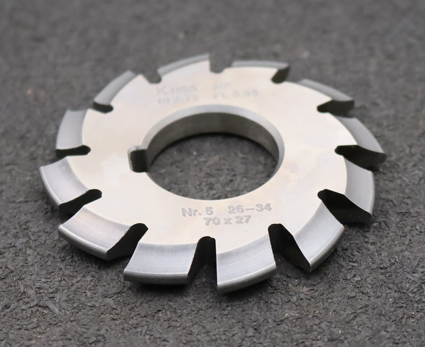 Bild des Artikels DOLD-Zahnformfräser-m=-2,75mm-No.-5-für-Z=-26-34-EGW-20°-gear-profile-cutter