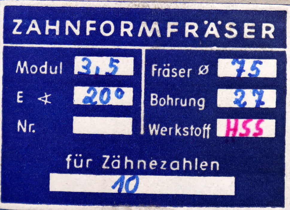 Bild des Artikels DOLD-Zahnformfräser-m=-3,5mm-für-Z=-10-EGW-20°-Ø75x27mm-gear-profile-cutter