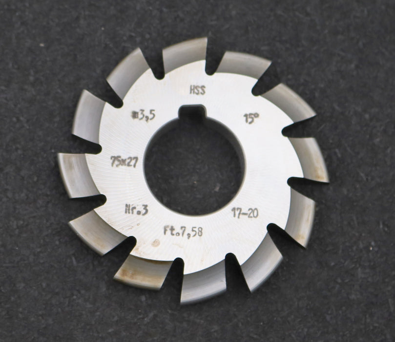 Bild des Artikels DOLD-Zahnformfräser-m=-3,5mm-No.-3-für-Z=-17-20-EGW-15°-gear-profile-cutter