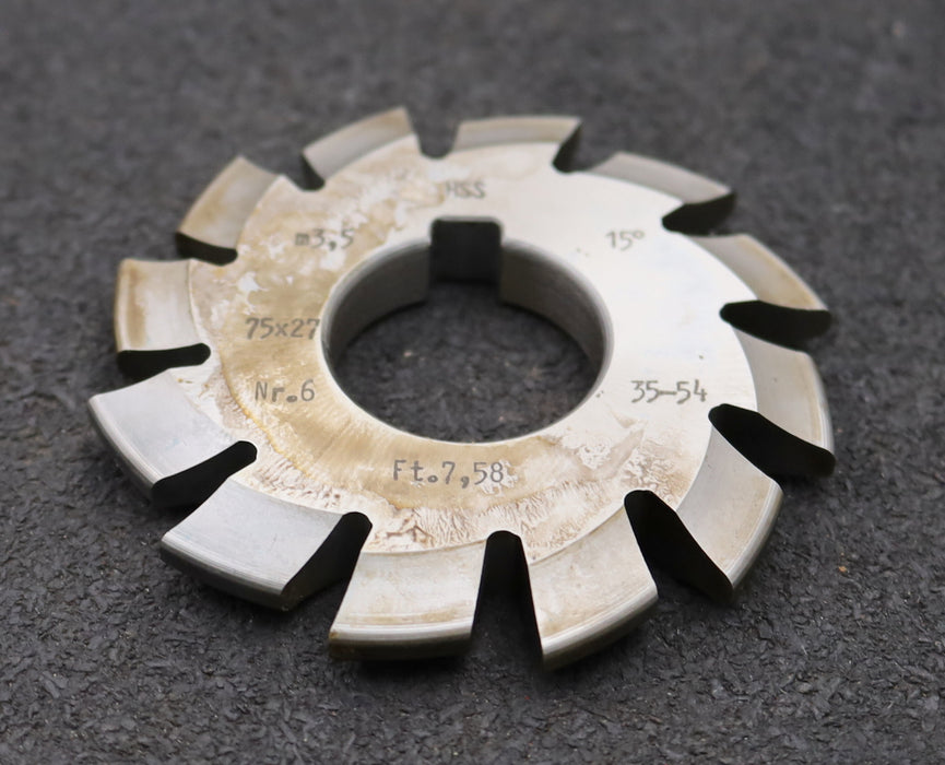 Bild des Artikels DOLD-Zahnformfräser-m=-3,5mm-No.-6-für-Z=-35-54-EGW-15°-gear-profile-cutter