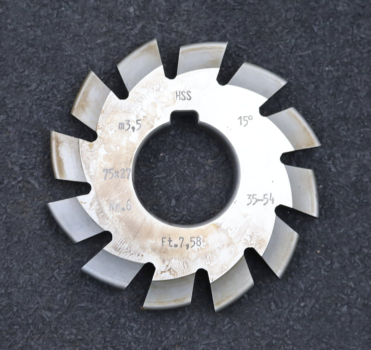 Bild des Artikels DOLD-Zahnformfräser-m=-3,5mm-No.-6-für-Z=-35-54-EGW-15°-gear-profile-cutter