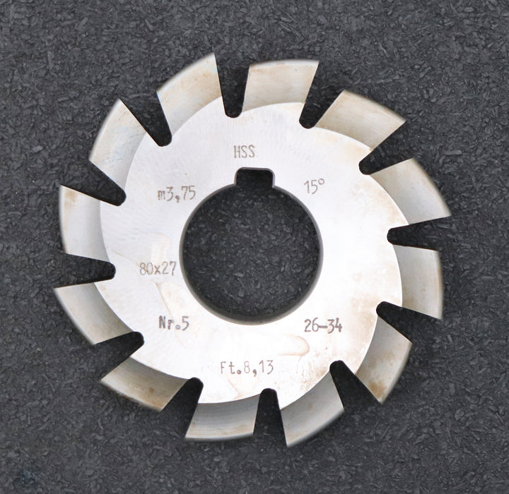 Bild des Artikels DOLD-Zahnformfräser-m=-3,75mm-No.-5-für-Z=-26-34-EGW-15°-gear-profile-cutter