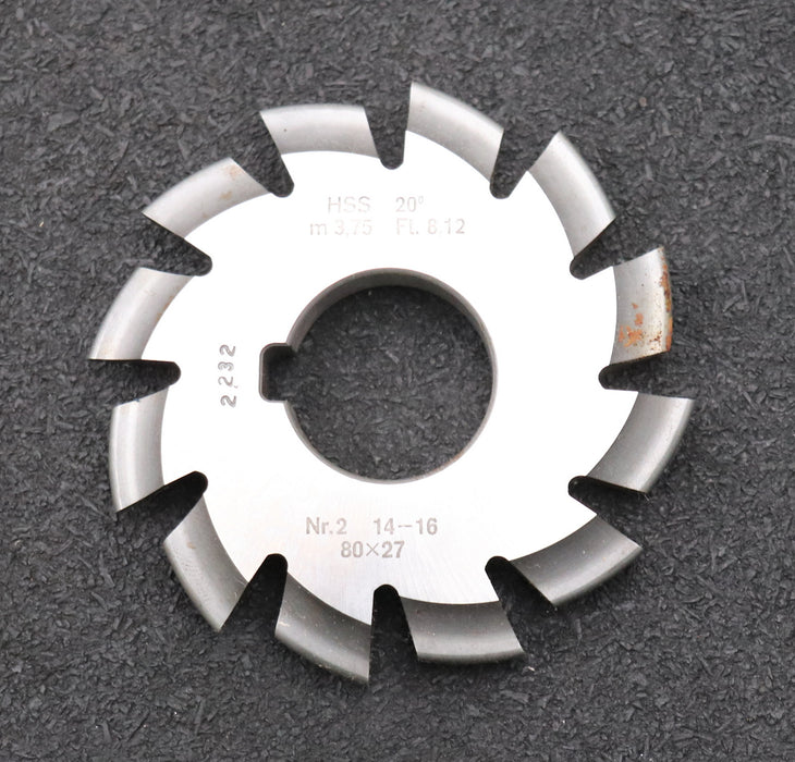 Bild des Artikels DOLD-Zahnformfräser-m=-3,75mm-No.-2-für-Z=-14-16-EGW-20°-gear-profile-cutter